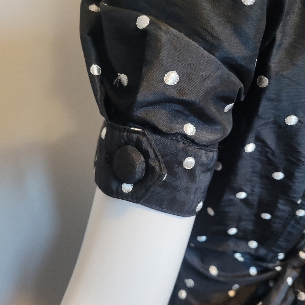 Modcloth Yumi Embroidered Polka Dot Wrap Dress, VGUC, Size L - Picture 7 of 9